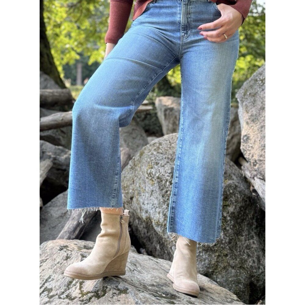 ag ed denim saige wide leg crop high rise fit Ligh Blue 25